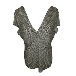 worthington stretch early y2k fitted v neck neutral toned blouse women’s large